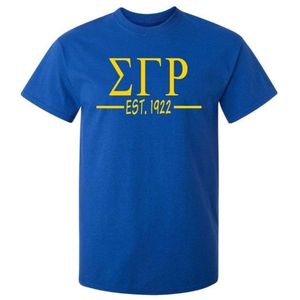 เสื้อยืดแขนสั้นพิมพ์ลายตัวอักษรกรีกสีน้ำเงิน Blue Sigma Gamma Rho สำหรับผู้หญิง คอกลม ลายกราฟิก เสื้อผ้าสำหรับนักศึกษา สามารถปรับแต่งได้ - Product Image 2