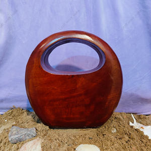 Handcrafted Oval Wooden Clutch <b>Bag</b> with Cut Out Handle for Women Designer Evening Party Wedding Luxury Hard Case Purse - Product Image 5