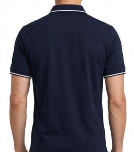 <b>Mens</b> Short Sleeve Polo <b>Shirt</b> <b>Navy</b> <b>Blue</b> Contrast Trim Collar Casual Regular Fit Top - Product Image 3