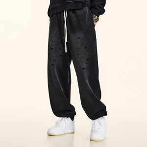<b>Men's</b> Custom Logo Design Fleece <b>Jogger</b> Pants Mid Waist Elastic Drawstring Casual Breathable Quick Dry Heavyweight 100% Cotton - Product Image 1