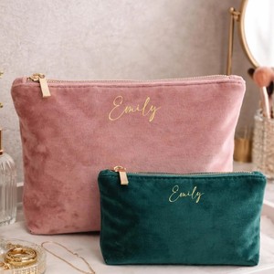 Pochette zippée en velours pour cosmétiques, pour le rangement et l'organisation - Product Image 2