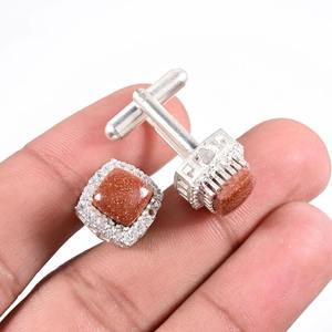 Boutons de manchette en pierre de grès couleur marron, les plus beaux, exportateur, 100% pierre de grès naturelle, prix de gros pour hommes - Product Image 1