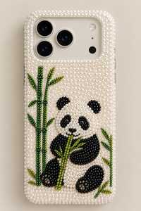 เคสโทรศัพท์มือถือประดับลูกปัดลายผีเสื้อดวงอาทิตย์ตาปีศาจสีชมพูเงินทองเคลือบเงาทำมือ - Product Image 1