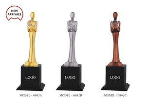 Trophy Model 684 A B C Metal Plated Mascot Award For Sports And Games Durable Engraving Base With Logo - Product Image 2