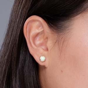 Luxury Opal Stud <b>Earrings</b> Solitaire Everyday <b>Fine</b> Jewelry 14kt Rose Gold Bridal October Birthstone Round Cut Opal Studs <b>Earrings</b> - Product Image 3