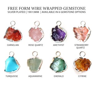 Raw Crystal & Gemstone Pendant Charm | Gold Plated Amazonite Stone | Trendy Women's DIY Jewelry Supplies - Product Image 1