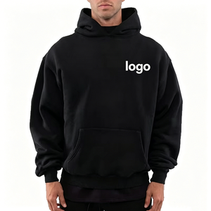 Vente en gros de sweats à capuche épais en coton 100% pour l'hiver, impression personnalisée du logo, design surdimensionné, épaules tombantes, sweat à capuche uni pour hommes - Product Image 5