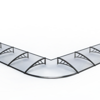 Auvent d'angle en polycarbonate pour extérieur, abri de pluie incurvé pour fenêtre et entrée
