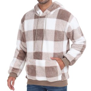 Custom OEM <b>Women</b> Checkered <b>Teddy</b> <b>Hoodie</b> Winter Warm Fluffy Fleece Pullover Oversized Plaid Quarter Zip <b>Hoodie</b> Sweatshirt2024 Aut - Product Image 1