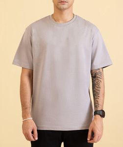 T-shirt surdimensionné en coton lourd délavé à l'acide, tricoté, avec logo personnalisé, style vintage, pour homme, 100% coton - Product Image 1
