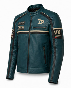 เสื้อแจ็คเก็ตมอเตอร์ไซค์หนัง PU สำหรับผู้ชาย ยี่ห้อ Dawson Motorworks คอตั้ง ปิดด้วยซิป กันลม สไตล์นักขี่มอเตอร์ไซค์ - Product Image 3