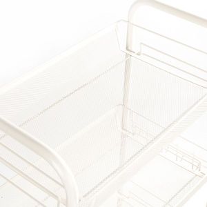 Carrello portaoggetti a tre livelli bianco avorio con ganci, design a nido d'ape raffinato, per cucine e isole cucina - Product Image 4