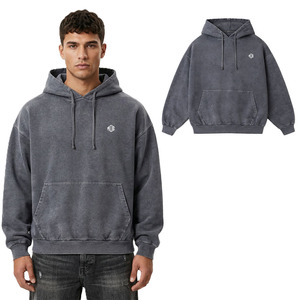 Sudadera con capucha de algodón lavado para hombre, estilo oversize, con hombros caídos, para streetwear, personalizable con marca, suministro. - Product Image 1