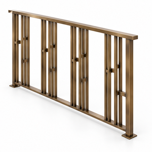 Rampe d'escalier en métal géométrique moderne avec barres verticales, balustrade de balcon contemporaine pour villas et hôtels de luxe - Product Image 2