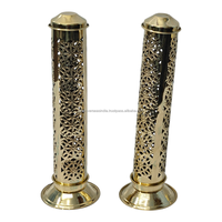 Support de bâtonnets d'encens classique en laiton, brûleur en métal découpé style Jali pour la maison, le temple, la méditation, l'aromathérapie et la décoration