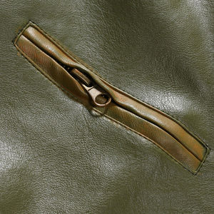 Veste en cuir slim verte pour homme, col montant, style motard, vente en gros OEM - Product Image 4