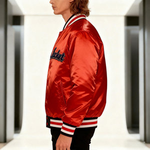 Premium Quality Custom Made Men Shiny Satin <b>Jacket</b> Custom Embroidery Lettering Fashion Club Team College Team Silk Satin <b>Jacket</b> - Product Image 4