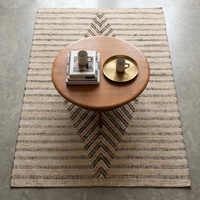 Handgefertigter, handgewebter, moderner Jute-Teppich, rutschfest, dick, mittelhohes Flor, beige-braun, geometrisches Chevron-Muster, strukturierter Teppich