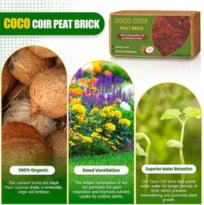 Bloc de fibre de coco 650g, brique de coco bio pour l'amélioration du sol de jardin, haute rétention d'eau - Product Image 2
