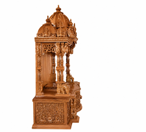 Grand Wooden Carved <b>Mandir</b> for Pooja Room With Storage Customize Handicraft Pooja <b>Mandir</b> with Cabinet Large Teak Temple for Home - Product Image 2