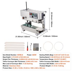 Macchina Sigillatrice a Nastro Continuo per PP, Larghezza Sigillatura 0,24-0,47 Pollici, Controllo Digitale della Temperatura, 110V, Sigillatrice a Nastro Verticale - Product Image 4