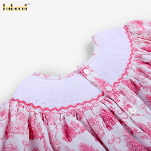 DR4630 - Robe de Noël en toile brodée à la main avec des perles pour filles - ODM Vêtements pour enfants Automne 100% coton certifié OEKO-TEX - Product Image 3