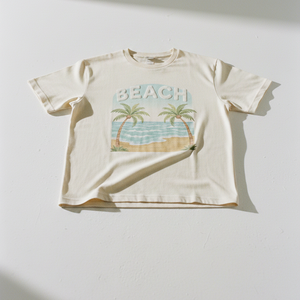 Camiseta de Jersey de Algodón 100% de Manga Corta y Corte Regular para Hombre, Estilo Urbano Personalizado, con Estampado de Palmeras de Playa, Diseño Informal - Product Image 1