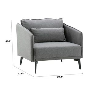 Poltrona Moderna Eco-Friendly con Schienale Alto, Divano Singolo in Tessuto Grigio per Soggiorno e Hotel - Product Image 2
