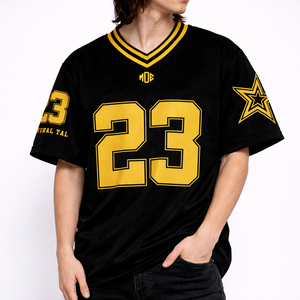 Camiseta Deportiva Unisex Personalizada de Fútbol Americano con Malla Negra y Amarilla, Tendencia 2026, Fabricación al por Mayor con Etiqueta Privada OEM ODM - Product Image 1