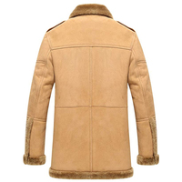Erkek Deri Ceket Erkek Hakiki Koyun Derisi Yüksek Kaliteli Sherpa Shearling Suni Kürk Astarlı Uzun Su Geçirmez Sıcak Aviator Üniforma