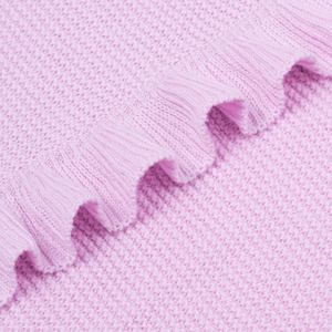 Knitted Organic Cotton <b>Throw</b> <b>Blanket</b> Solid Color Ruffle Edge Rectangular Home Use Four Seasons Folded Style Simple Eco-Friendly - Product Image 5