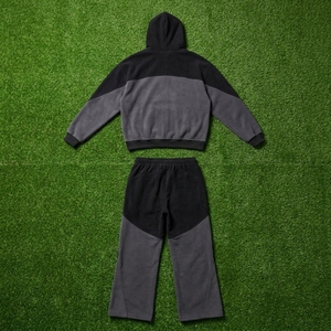 Mens Black <b>Charcoal</b> Color Block Hoodie Tracksuit Set Oversized Pullover Sweatshirt Wide Leg <b>Jogger</b> Pants Streetwear - Product Image 5
