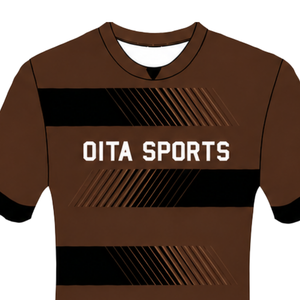 Dark Brown Black Rugby <b>Jersey</b> <b>Short</b> Sleeve Crew Neck Striped Team Uniform Custom Breathable Training Performance Athletic Sports - Product Image 3