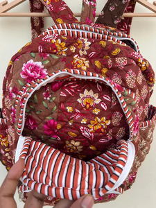 Mochila Acolchada a Rayas para Niñas, Hecha a Mano, de Algodón, para la Escuela, Ligera, para Viajes, con Múltiples Bolsillos, Estilo Boho, 20 Pulgadas - Product Image 5