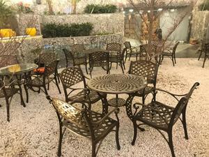 <b>White</b> Cast Metal Outdoor <b>Dining</b> Set <b>Round</b> <b>Table</b> with 4 Chairs Traditional Design Durable Garden Furniture for Patio Balcony - Product Image 2