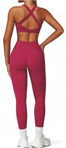 Conjunto de yoga para mujer, talla grande, 2 piezas, ropa deportiva de algodón, conjunto de yoga para gimnasio y fitness, logotipo personalizado, secado rápido - Product Image 3