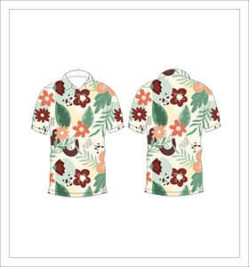 เสื้อโปโลผู้ชายพิมพ์ลายใบไม้สีครีมแขนสั้นลำลองแฟชั่นฤดูร้อนเสื้อโปโลกอล์ฟ - Product Image 3