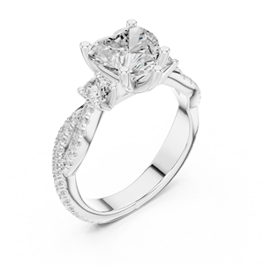 Bague de fiançailles de luxe en forme de cœur avec diamant, anneau de mariée à double sangle en or rose, or blanc, or jaune - Product Image 2