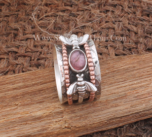 Anillo de Plata de Ley 925 con Turmalina Rosa Natural y Diseño de Abeja, Joyería Fina para Mujer, con Logotipo Personalizado - Product Image 3
