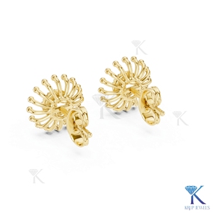 KRUP JEWELS Boucles d'oreilles clous Sunburst Starburst Flower en or massif 14K 18K, bijoux de luxe pour femme, pour mariage et soirée - Product Image 3