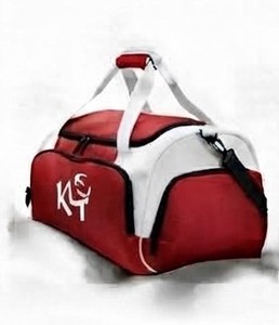 Sac de sport K4 rouge avec rayures blanches et logo, grande capacité, pour hommes et femmes, utilisation en plein air - Product Image 5
