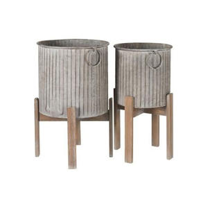 Pot de fleurs élégant en métal de style nordique avec support surélevé, porte-plantes décoratif pour la décoration intérieure - Product Image 1