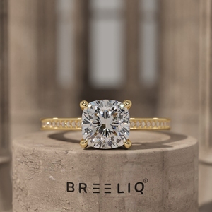 2CT Cushion Cut Diamond Engagement Ring 14K Solid Gold Pave Band Solitaire Ring Hidden Basket <b>Bridal</b> Ring OEM ODM Supplier - Product Image 1