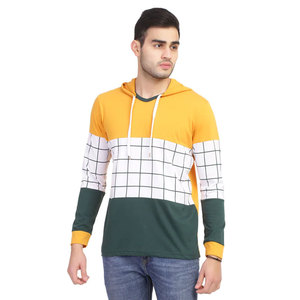 Sudadera con Capucha para Hombre, Diseño Color Block con Patrón Sólido, Corte Regular, Informal, Tejida, de Poliéster/Algodón, Secado Rápido, Forrada, para Invierno - Product Image 1