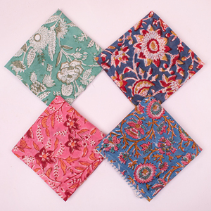 Summer Authentic Jaipur Hand Block Printed Bandana Natural Dyed 53X53CM Cotton Scarf Traditional Woodblock Print Square Fashion - Product Image 1