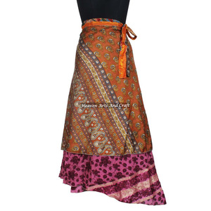 100% Vintage Silk Sari <b>Long</b> Panel <b>Skirt</b> Online Wholesale Shop of Indian Silk Wrap Around <b>Skirts</b> Manufacturer Wholesaler - Product Image 5