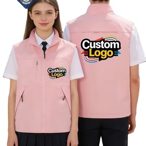 Asian Size Unisex Casual Loose-Fit Workwear Vest Sleeveless Pattern Solid Color Stand-Up Collar Multi-Pocket Vest Workwear - Product Image 1