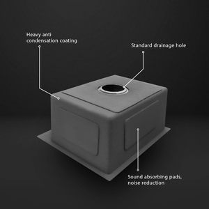 Évier en acier inoxydable 304 fait à la main à un seul bol THCSS-0399 très épais résistant aux taches facile à nettoyer avec une construction silencieuse solide - Product Image 6