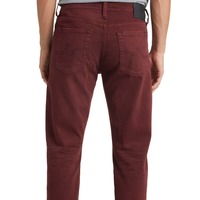 Jean en denim ample à jambe large pour homme, couleur bordeaux, style décontracté, taille mi-haute, délavage neige, hiver