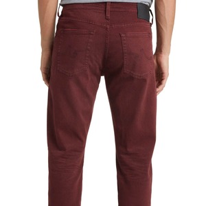 Men's Loose Fit Wide Leg Denim <b>Jeans</b> in <b>Burgundy</b> Cotton Casual Style Mid Waist Snow Wash Winter - Product Image 2